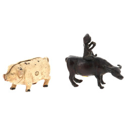 Tire-lire cochon ancienne en fonte (H 6 