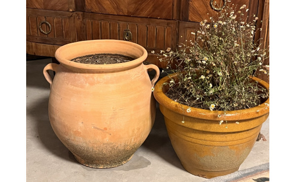 Lot de 2 pots de jardin, l'un en terre c