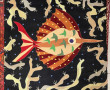 Tenture décor poisson sur fond velours n
