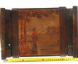 Banc coffre miniature en bois pyrogravé 