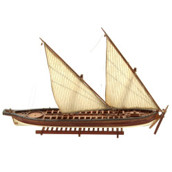 Maquette de canonnière en bois L 47 cm (
