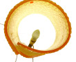Lampe à poser design en résine jaune, H 