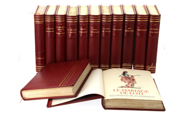 Pierre LOTI - 13 volumes reliés rouges e