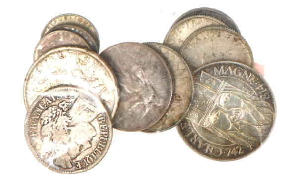 Lot de monnaies argent: 1 p. 5 fr semeus