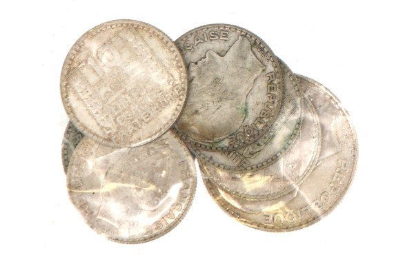 7 p. argent 10 fr Turin et 1 p. 20 fr Tu