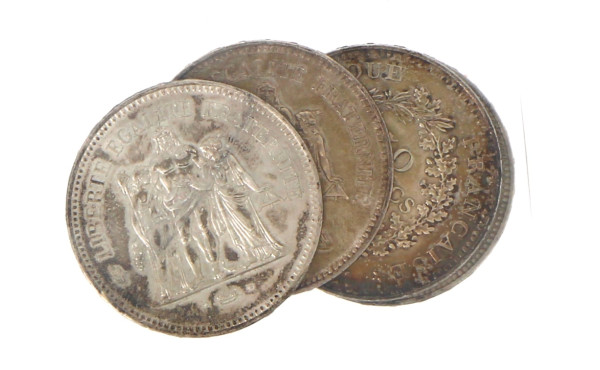 Lot de 4 pièces de 50 F argent
