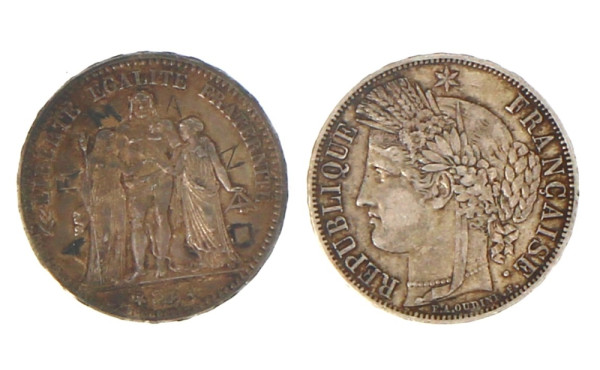 2 écus 5 fr argent: République 1850 A 