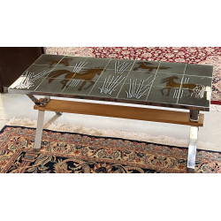 Table basse années 70 plateau céramique 