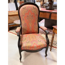 Fauteuil Louis Philippe laqué noir et ti