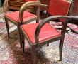Paire de fauteuils bridge skaï rouge, an