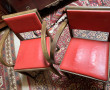 Paire de fauteuils bridge skaï rouge, an
