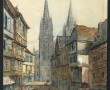 Ecole fin XIXème "Vue de Quimper', aquar