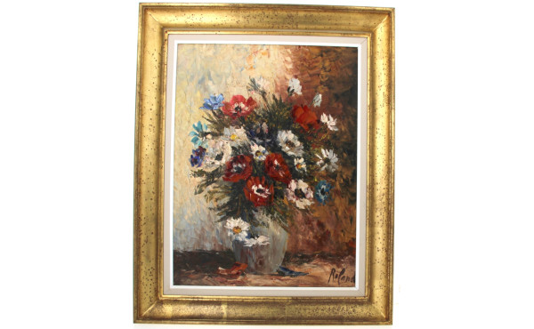 ROLLAND (Xxème) "Bouquet de fleurs", HST