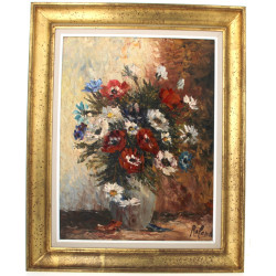 ROLLAND (Xxème) "Bouquet de fleurs", HST
