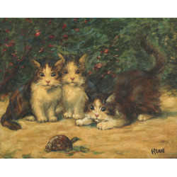RENEY (Xxème) "Chatons à la tortue", hui