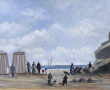 A. PEREZ (Xxème) "La plage", huile sur t