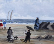 A. PEREZ (Xxème) "La plage", huile sur t