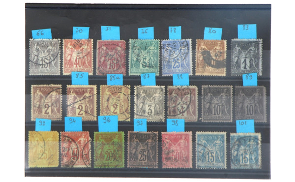 France - Lot de 21 timbres type Sage n°6