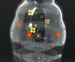 Vase en verre transparent émaillé de fle