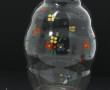 Vase en verre transparent émaillé de fle