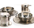 Paire de tasses en métal argenté et 4 fi