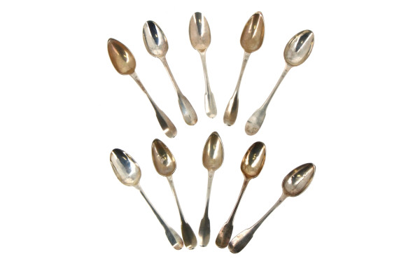 Lot de 10 petites cuillères mêlées en ar