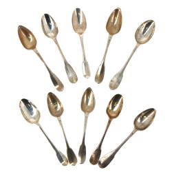Lot de 10 petites cuillères mêlées en ar