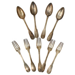 Lot de 4 cuillères et 5 fourchettes en a