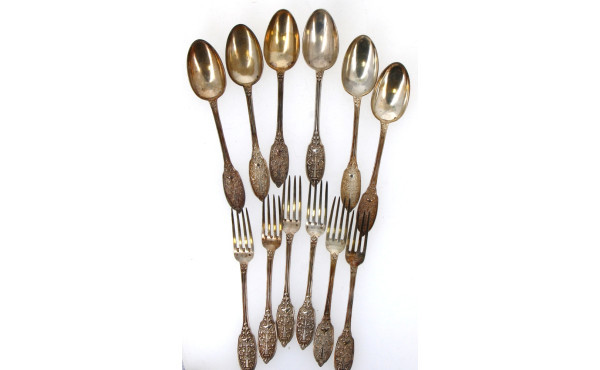 Emile PUIFORCAT - 6 couverts en argent, 