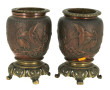 JAPON - Paire de vases anciens en cuivre