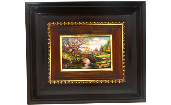 Tableau en émaux polychromes décor d'un 