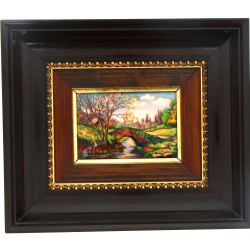 Tableau en émaux polychromes décor d'un 