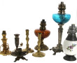 Lot de lampes à pétroles et de divers bo
