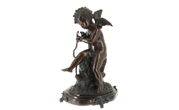 ANGELOT à l'arc - Grand sujet en bronze 
