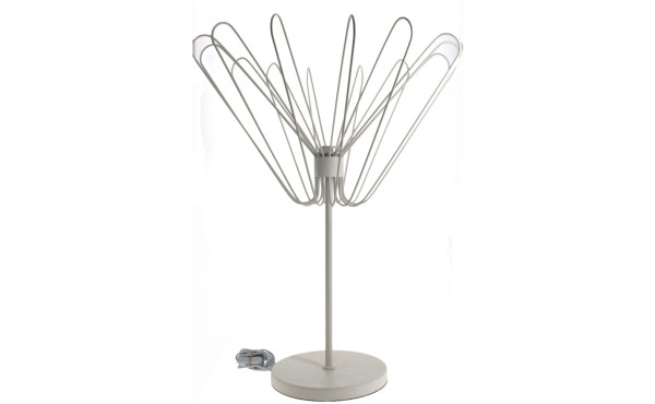 Lampe à poser en métal blanc, base circu