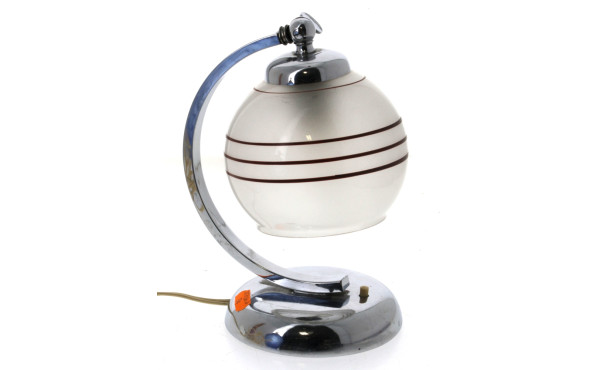 Lampe à poser en métal chromé et abat-jo