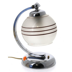 Lampe à poser en métal chromé et abat-jo