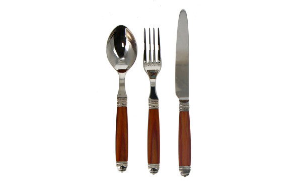 Ménagère en inox et bois verni, état neu