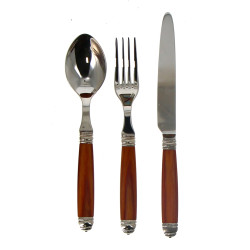 Ménagère en inox et bois verni, état neu