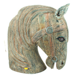 CHEVAL - Importante tête de cheval en bo