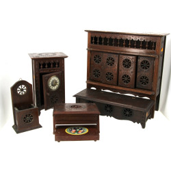 Lot de 5 meubles miniatures bretons en b