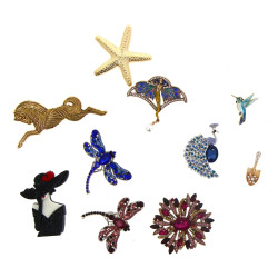 BROCHES - Lot de 10 broches fantaisie en