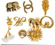 Lot de 9 broches fantaisie et une boucle