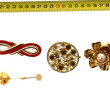 4 broches fantaisies en métal doré