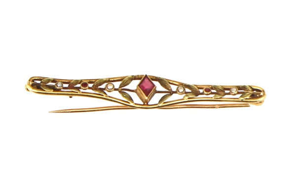 Broche barrette ancienne en or jaune 18 
