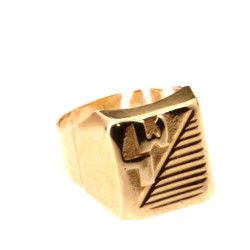 Chevalière en or jaune 18 cts, poinçon m