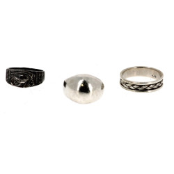 Lot de 3 bagues en argent, poids 11,70 g