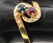 Bague "toi et moi" en or jaune 18 cts, s