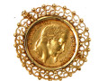 Pièce de 20 F or montée en broche, poids