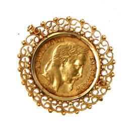 Pièce de 20 F or montée en broche, poids